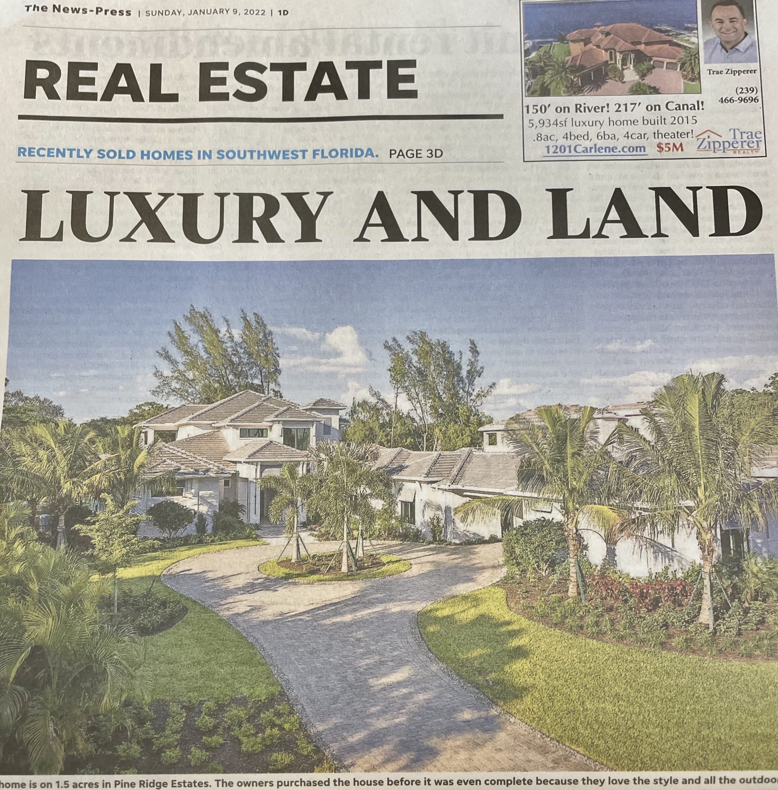 One The Cover of The News-Press Real Estate Section